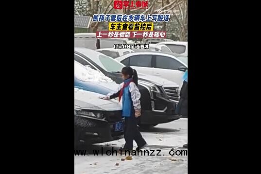 女孩雪后为车主擦去不雅留言